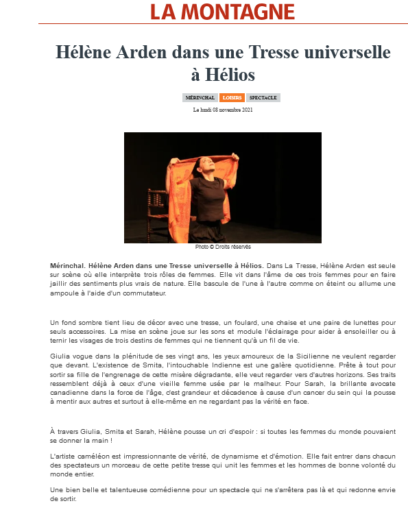 Hélène Arden dans une Tresse universelle à Hélios – Mérinchal (23420) – La Montagne